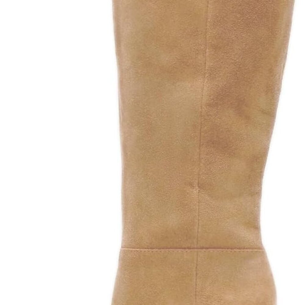 Elegant Knee High Faux Suede Boots for Women - Adjustable Wide Calf Fit